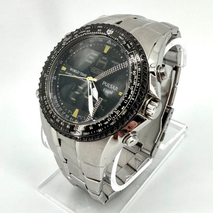 Pulsar NX14-X001 World Time Alarm Chronograph Watch – Analog Digital