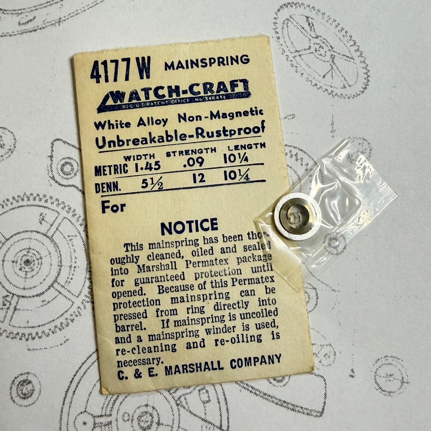 Watch-Craft Mainspring 4177W – 1.45 x 0.09 x 10¼" – Dennison 5½ / 12