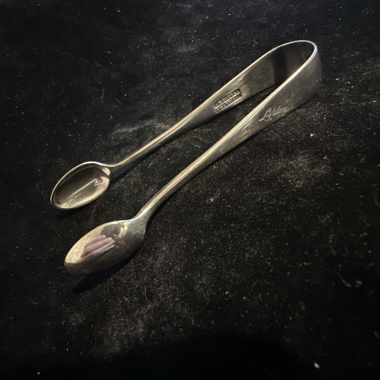 Antique Silver Plate Sugar Tongs - Liptons Branded- J H Potter