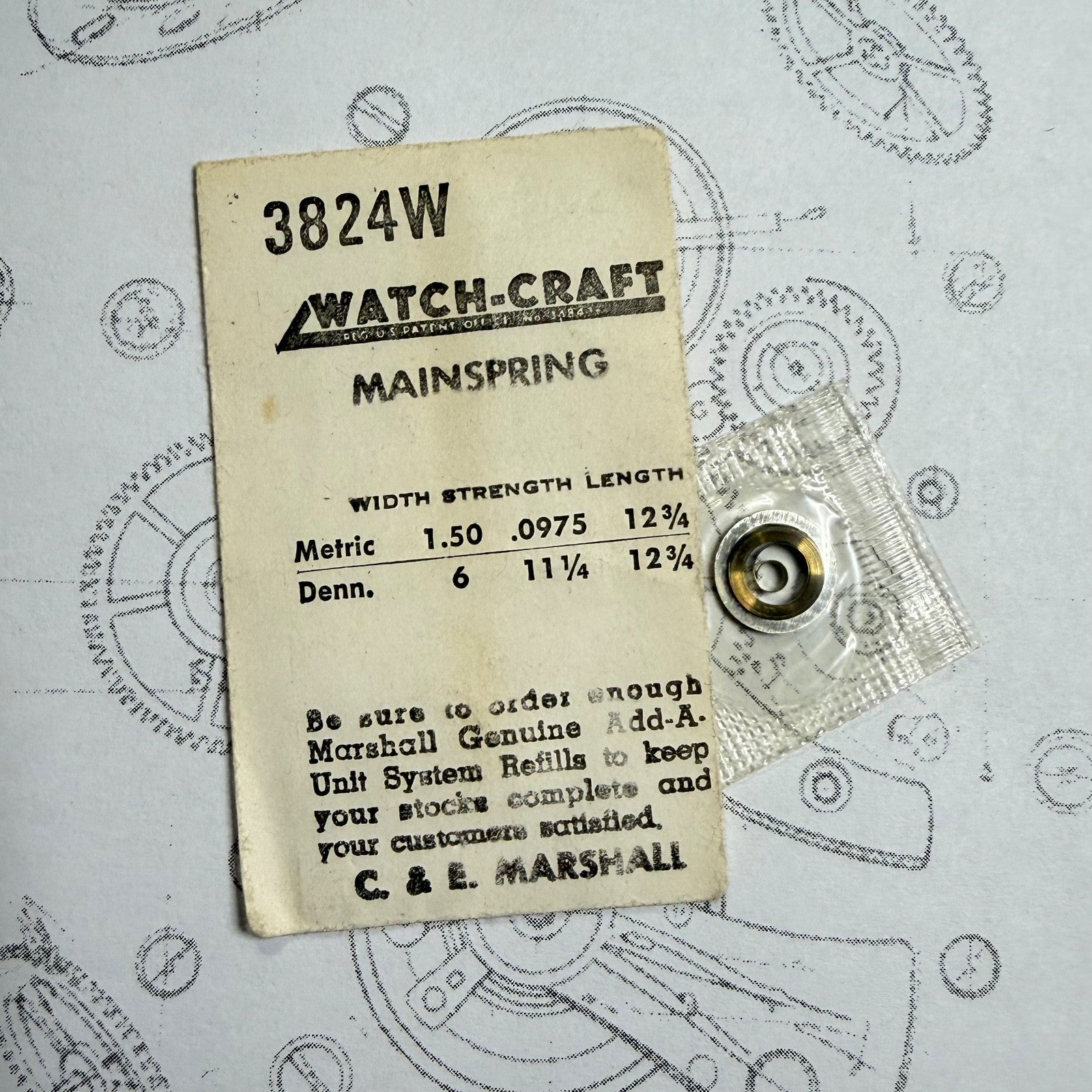 Watch-Craft Mainspring 3824W – 1.50 x 0.0975 x 12¾" – Dennison 6 / 11¼