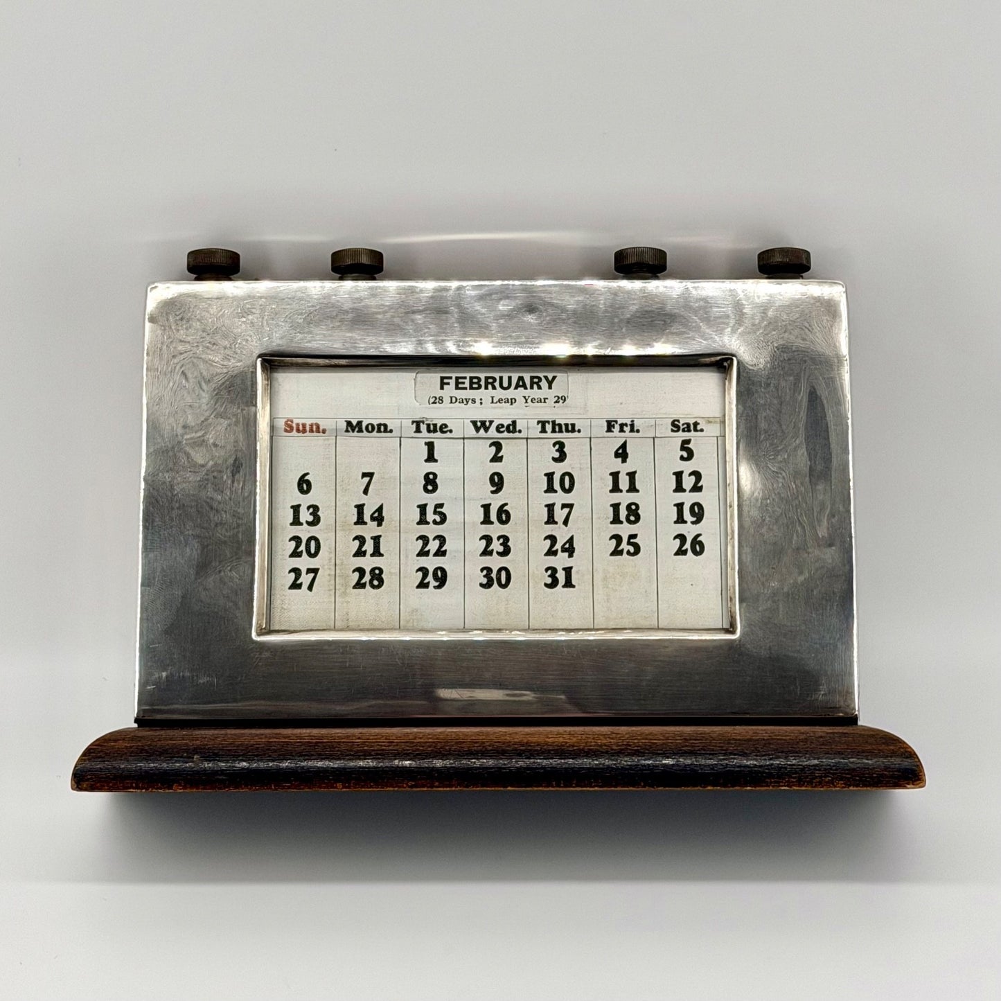 1939 Sterling Silver Desk Calendar – Birmingham – W.J. Myatt & Co