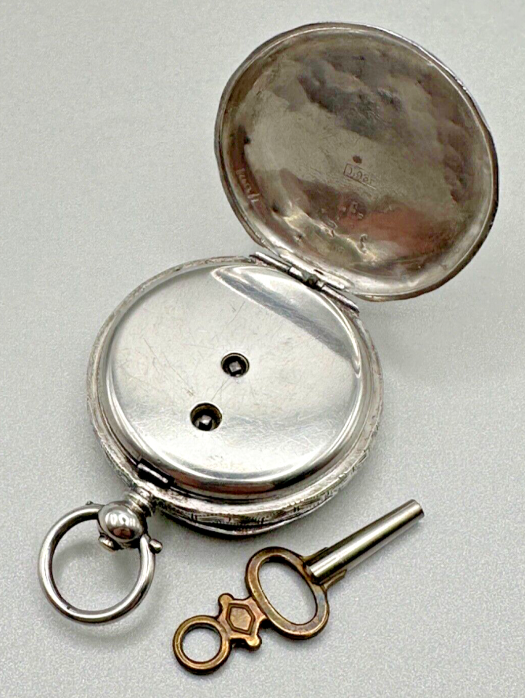 Antique Swiss Pocket Watch with Key - Silver 0.935 Case - Working