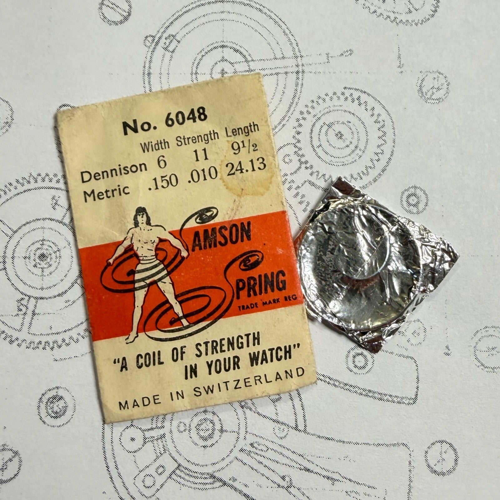 Samson Spring No. 6048 – Mainspring 1.50 x 0.10 x 9½" – Dennison 6 / 11 – Swiss