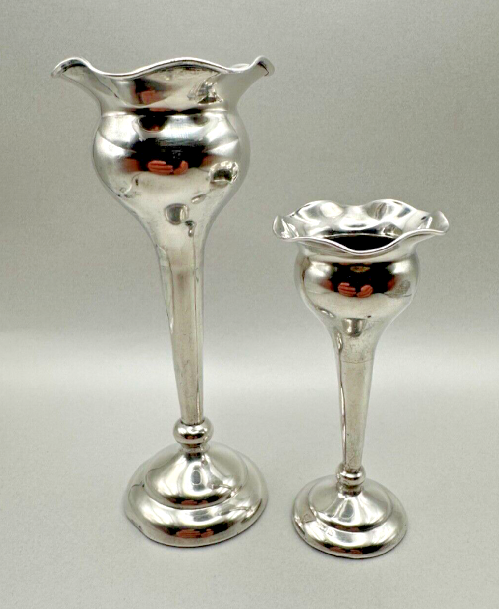 Pair of Antique Silver Vases - Birmingham 1917 Joseph Gloster