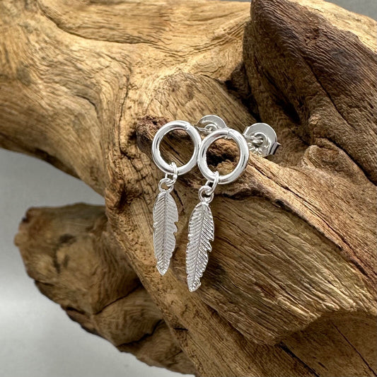 Brand New 925 Sterling Silver Feather Earrings