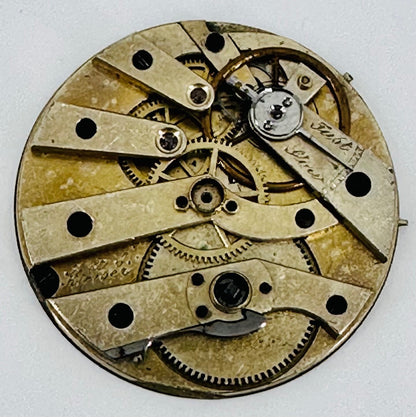Antique A. & J. Kleiser Pocket Watch Movement, Key Wound, 33.4mm - Spares/Repair