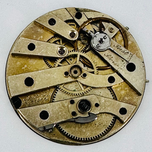 Antique A. & J. Kleiser Pocket Watch Movement, Key Wound, 33.4mm - Spares/Repair