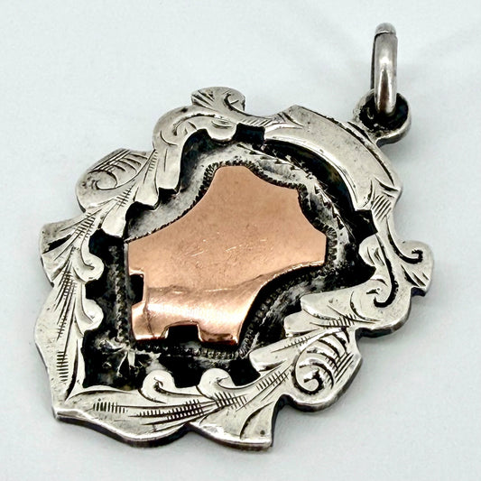 Antique Sterling Silver & Gold Fob Medal, Birmingham 1930, Herbert Bushell & Son