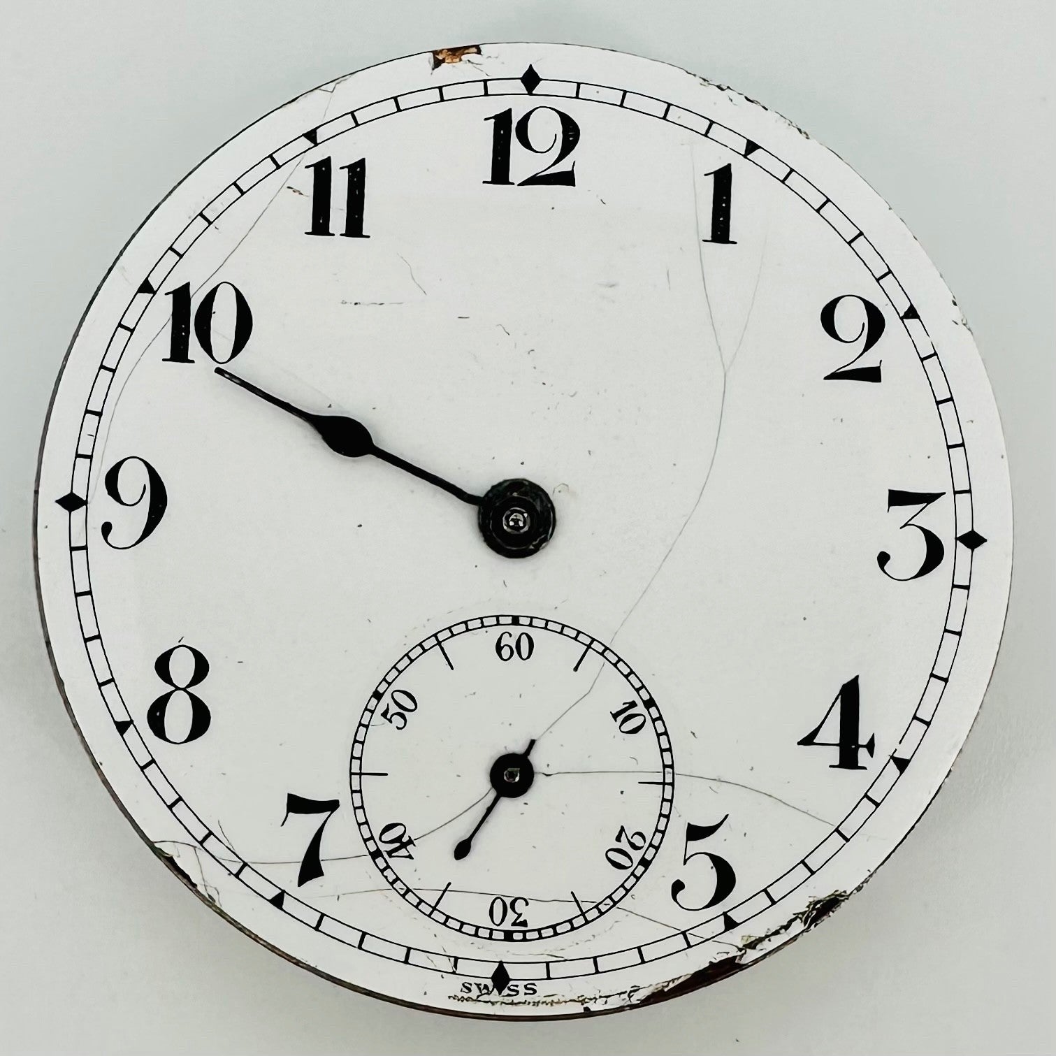 Antique Swiss Pocket Watch Movement – 43mm, 7 Jewels, UW Co.?, Spares/Repair