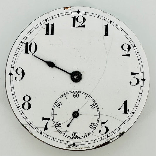 Antique Swiss Pocket Watch Movement – 43mm, 7 Jewels, UW Co.?, Spares/Repair