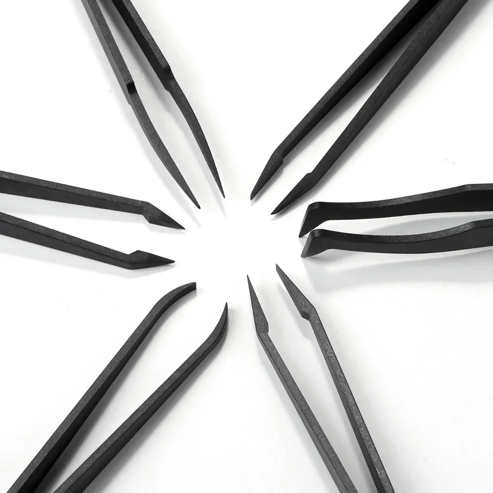 Set of 6 Carbon Fibre Anti-Static Tweezers – Precision Watchmaker Tools Set