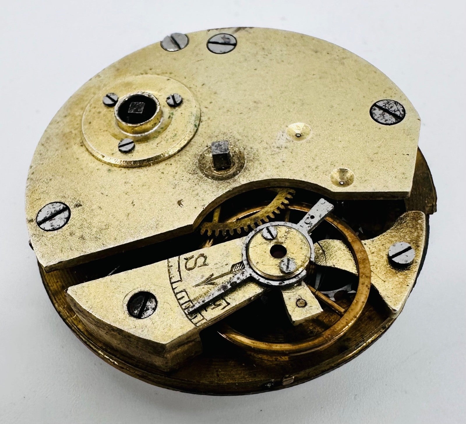 Antique Pocket Watch Movement – Key Wound – Enamel Dial with Swan Motif