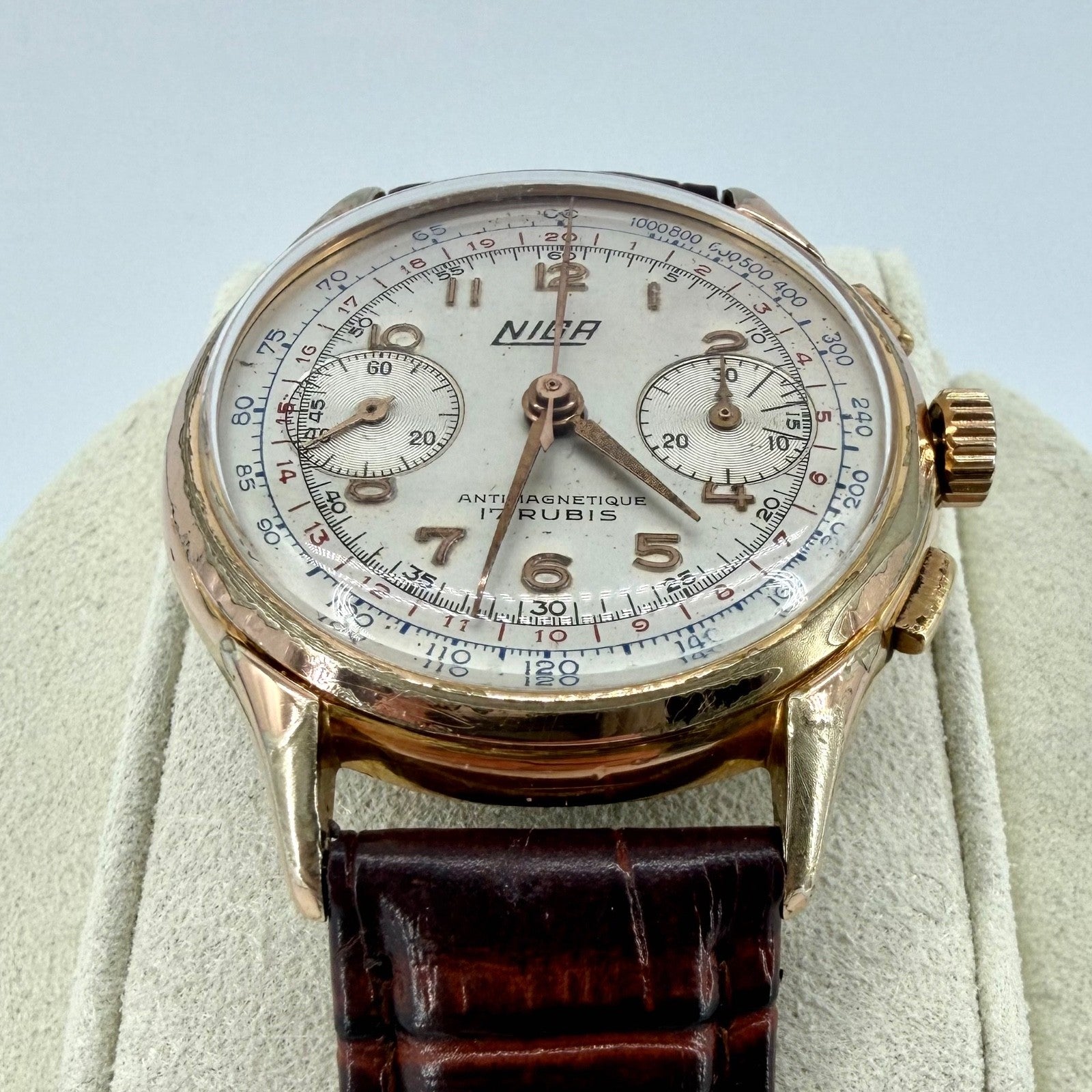 Vintage NIGA Swiss Chronograph Watch – Landeron 51 – Gold Plated – c.1940s–50s