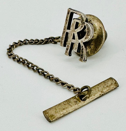 Vintage Rolls-Royce Pin Badge – RR Logo with Chain & Bar