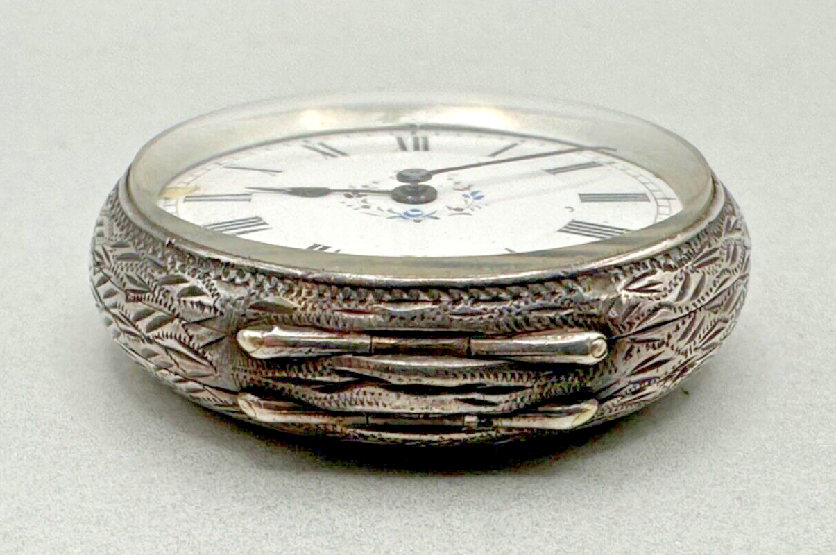 Antique Silver Cased Pocket Watch - Working