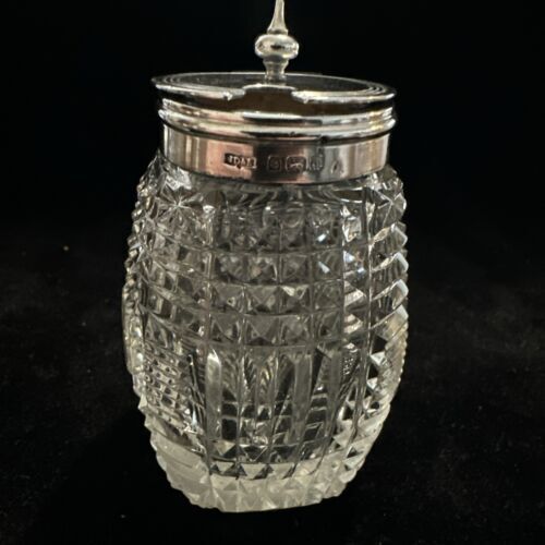 Antique Silver & Glass Condiment Set - Birmingham 1903 James Dixon & Son