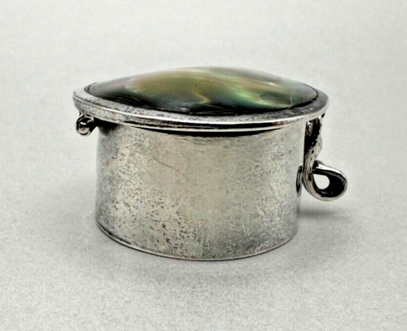 Vintage Silver Pill Box - TM-269 Mexico 925 with Abalone Lid