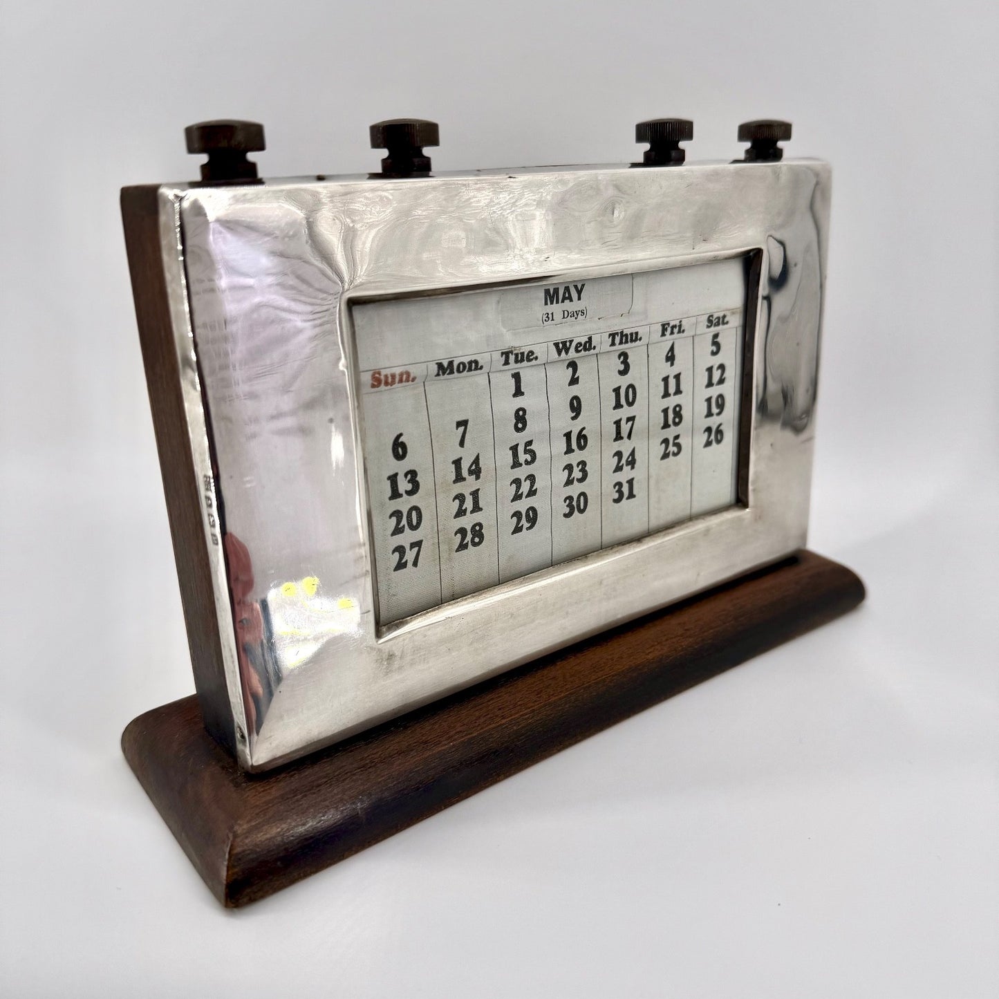 1939 Sterling Silver Desk Calendar – Birmingham – W.J. Myatt & Co