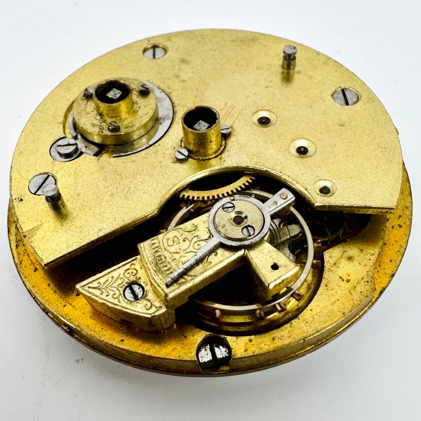 Antique Pocket Watch Movement – Key Wound, Enamel Dial – Working - 46.6mm