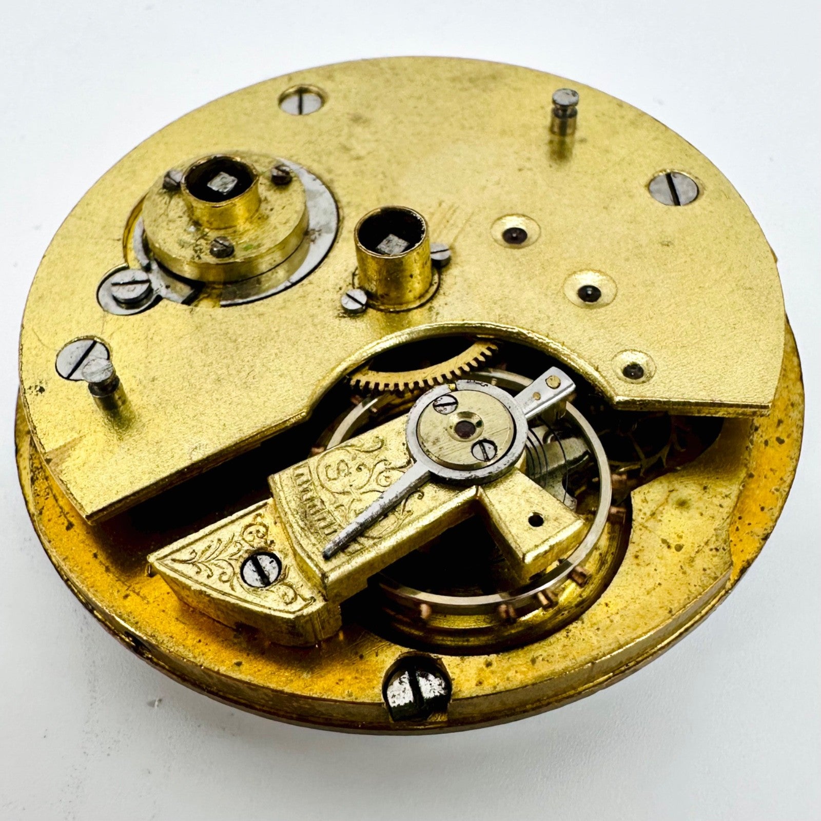 Antique Pocket Watch Movement – Key Wound, Enamel Dial – Working - 46.6mm
