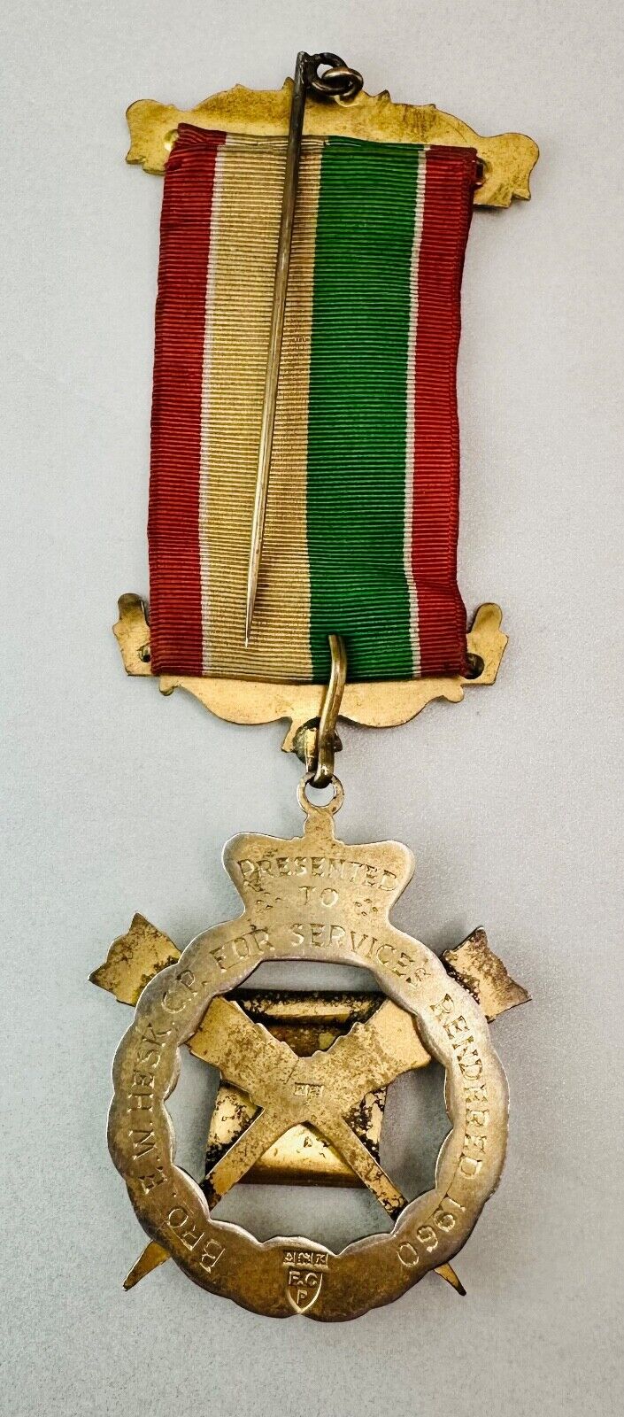 Vintage Gilt Silver Masonic Medal - Hallmarked Birmingham 1959 - F.C. Parry & Co