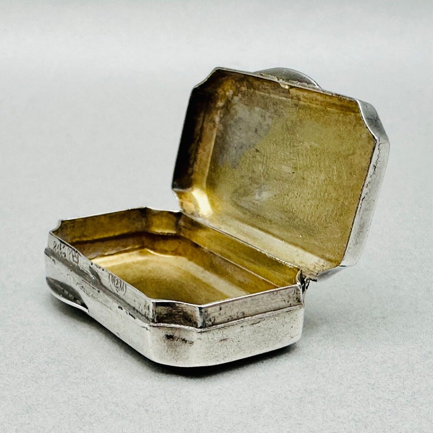 Antique German 835 Silver Pill Box - Mayer Martin – Hallmarked - Engraved H.J.F