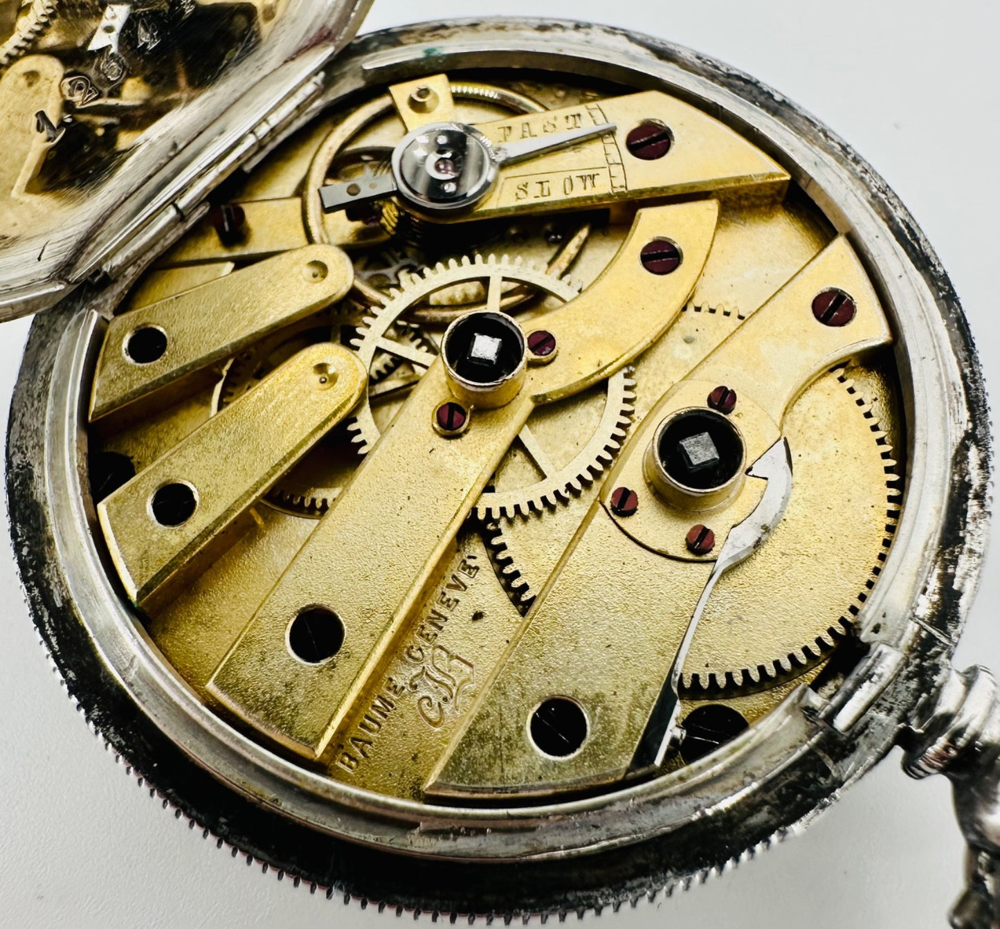 Antique Baume Genève Silver Pocket Watch, Matching Serials, Marked CB, c.1860-80
