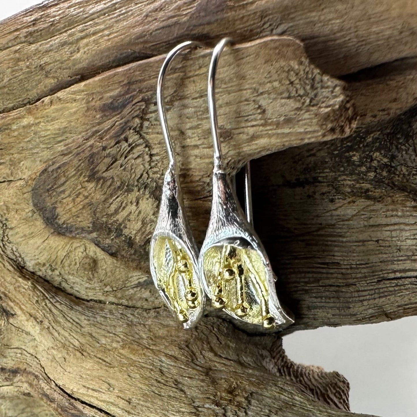 Brand New 925 Sterling Silver Morning Glory Earrings – Elegant Floral Design