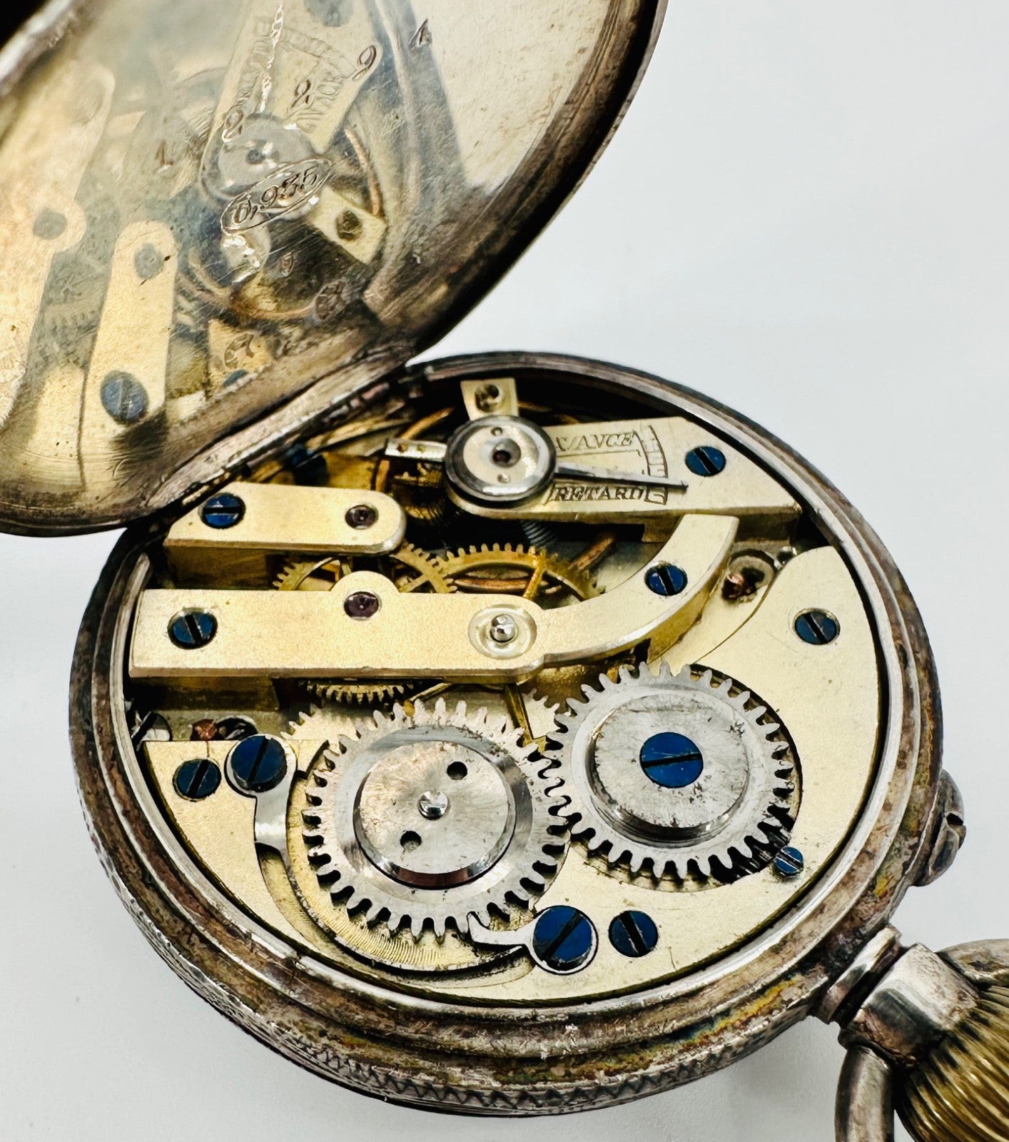 Antique Swiss 935 Silver Case Pocket Watch – Working