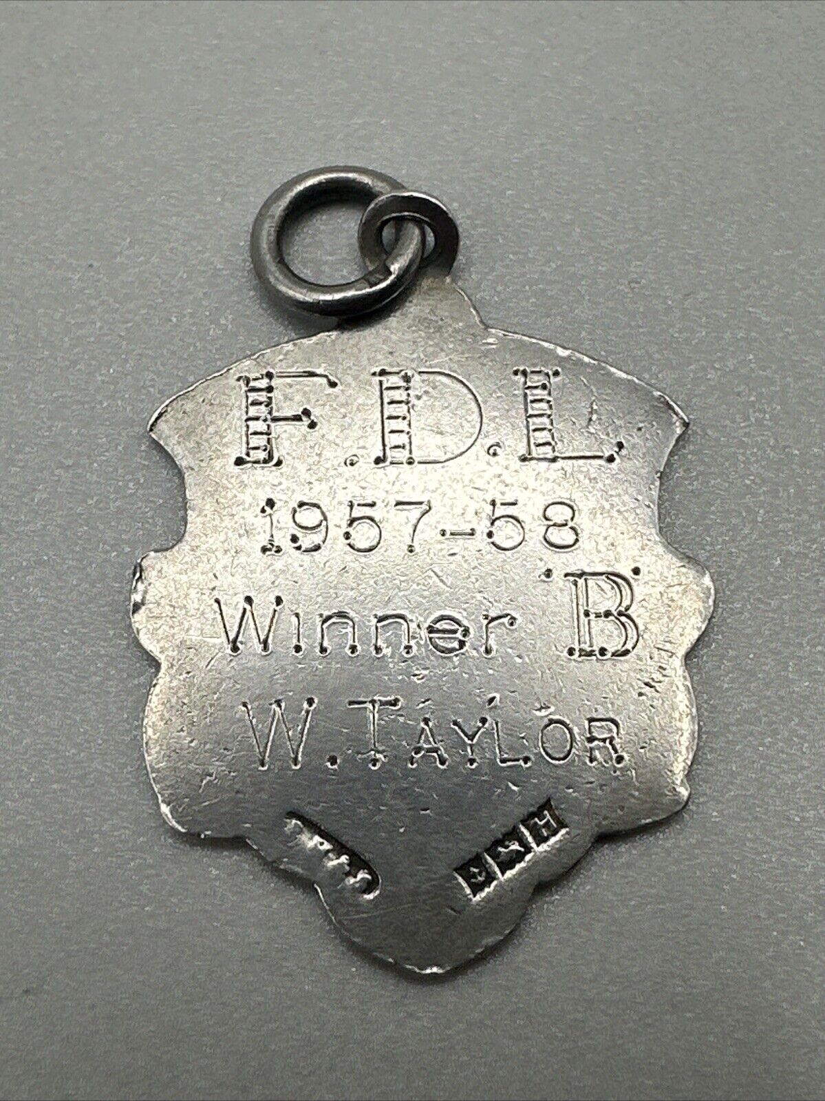 Vintage Silver Fob Medal Pendant - Birmingham 1957