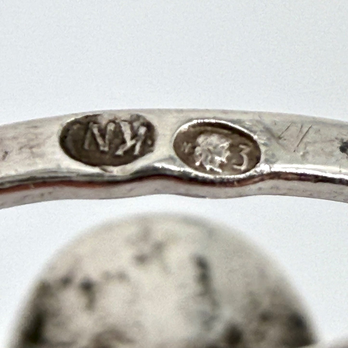 Vintage Polish Silver & Amber Ring – Modernist Design – Size N½