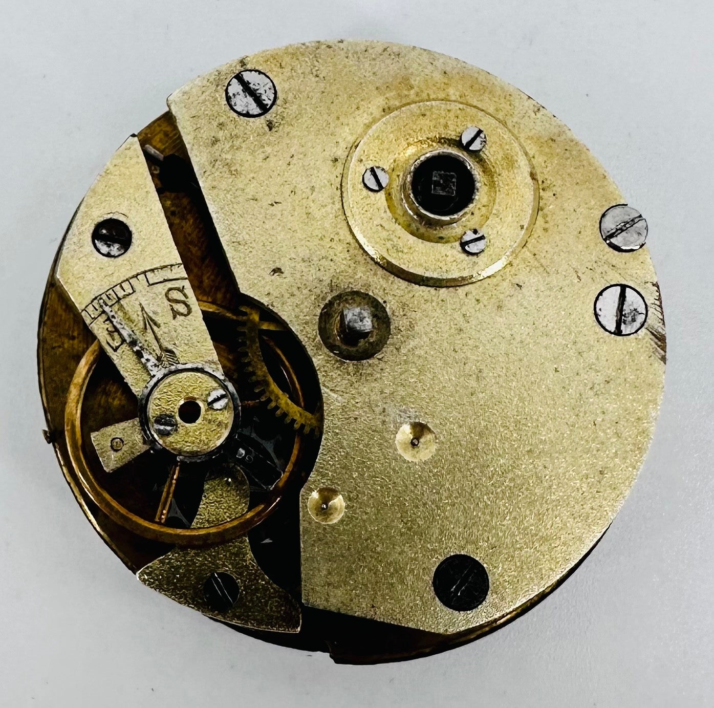 Antique Pocket Watch Movement – Key Wound – Enamel Dial with Swan Motif