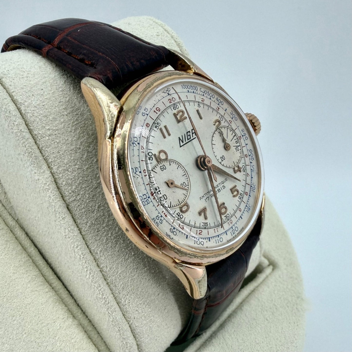 Vintage NIGA Swiss Chronograph Watch – Landeron 51 – Gold Plated – c.1940s–50s