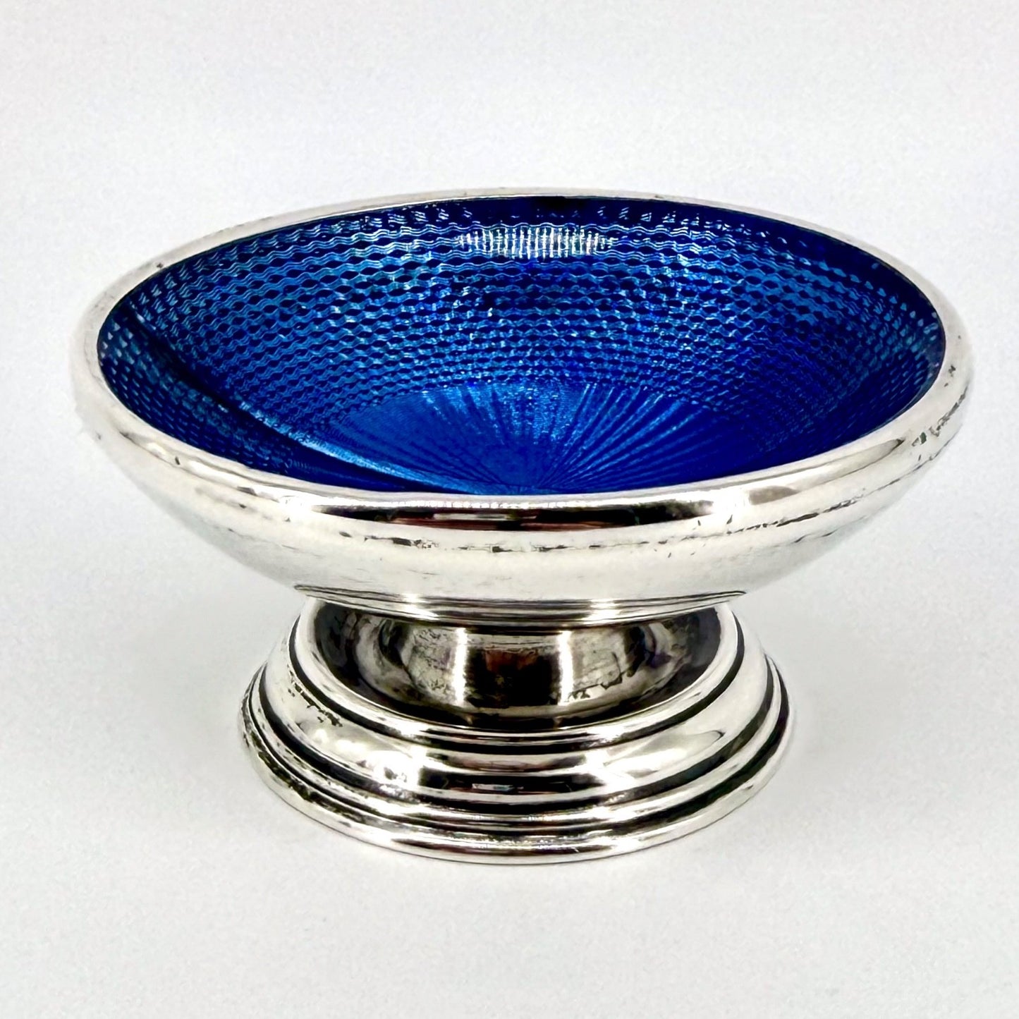Antique Silver & Blue Glass Bowl – M & Co. – Birmingham 1920