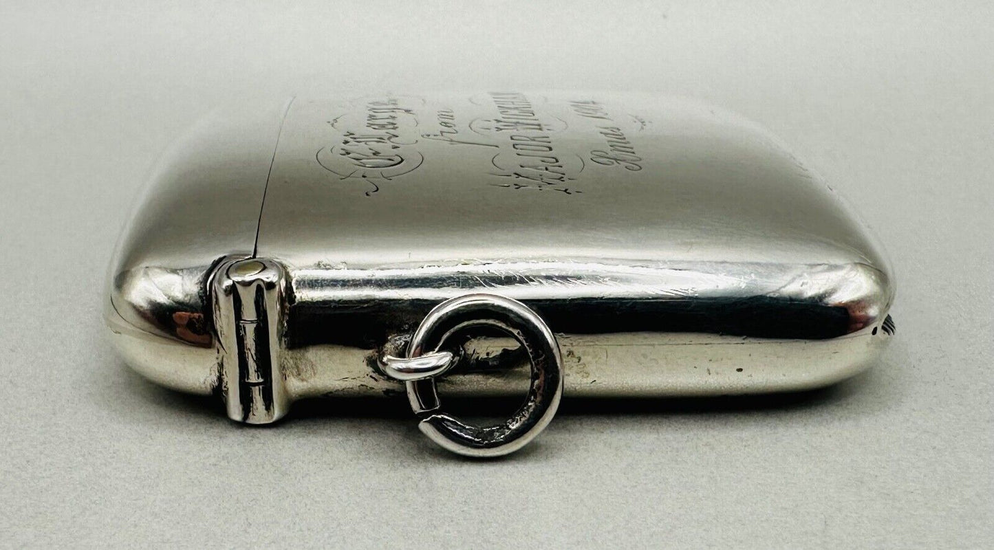 Antique Silver Curved Vesta Case - Birmingham 1900