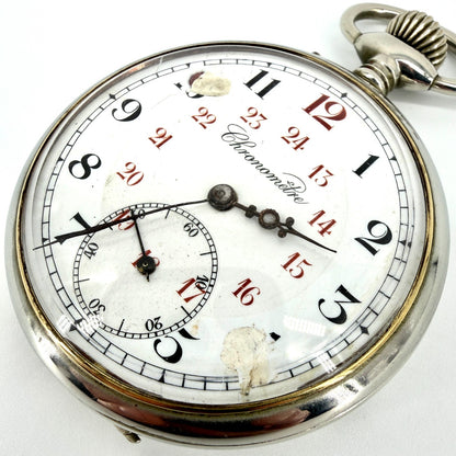 Antique Swiss “Chronomètre” Pocket Watch – Argentan Case – Working – c.1900