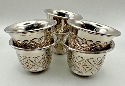 6x Vinatge Silver Plated Small Bowls/Dishes - Intricate Pattern