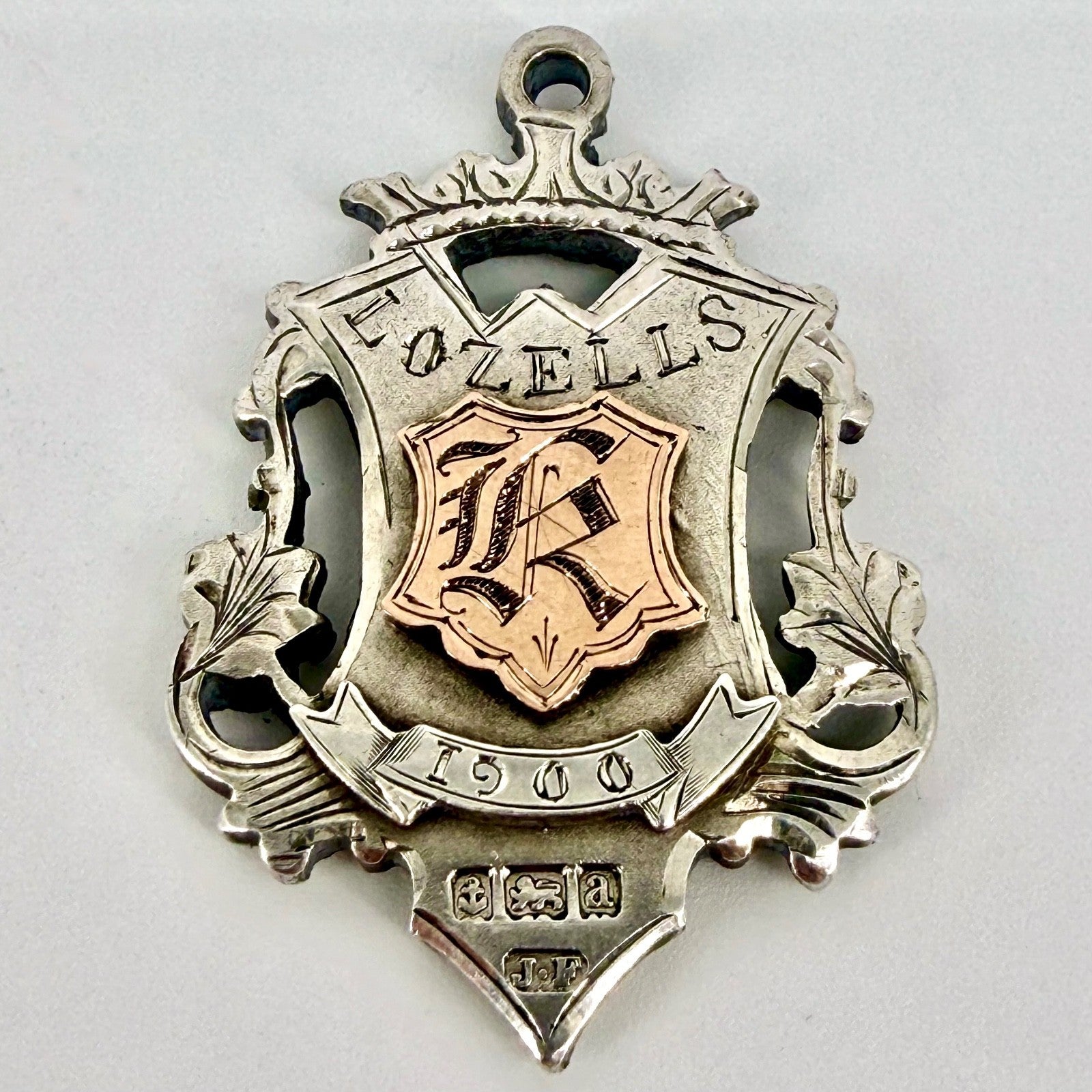 Antique Silver Fob Medal – Birmingham 1900 – James Fenton – Lozells “K” / “EAC”