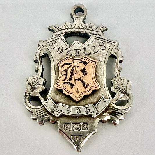 Antique Silver Fob Medal – Birmingham 1900 – James Fenton – Lozells “K” / “EAC”