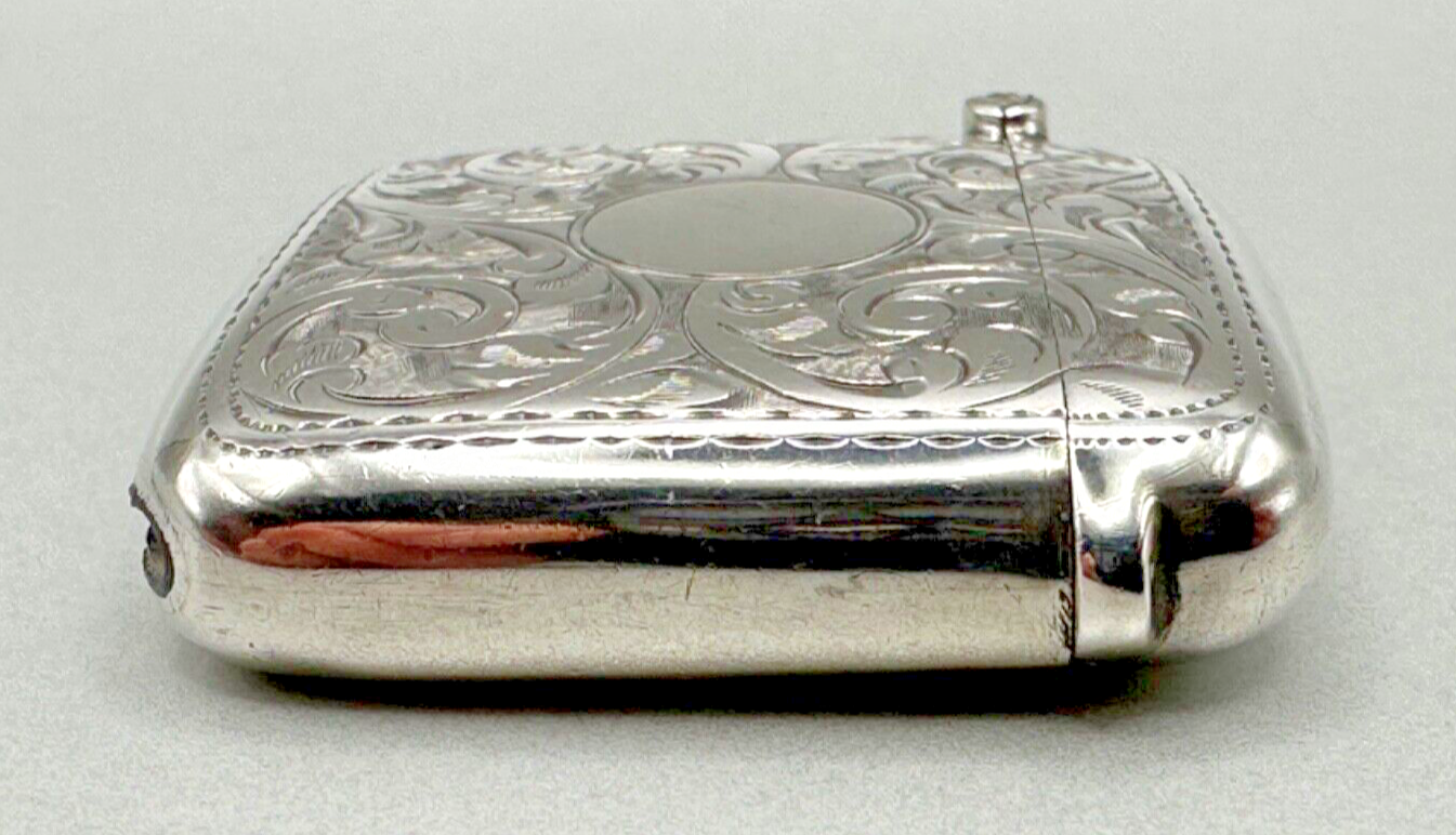 Antique Curved Silver Vesta Case - Chester 1913 Stewart Dawson & Co