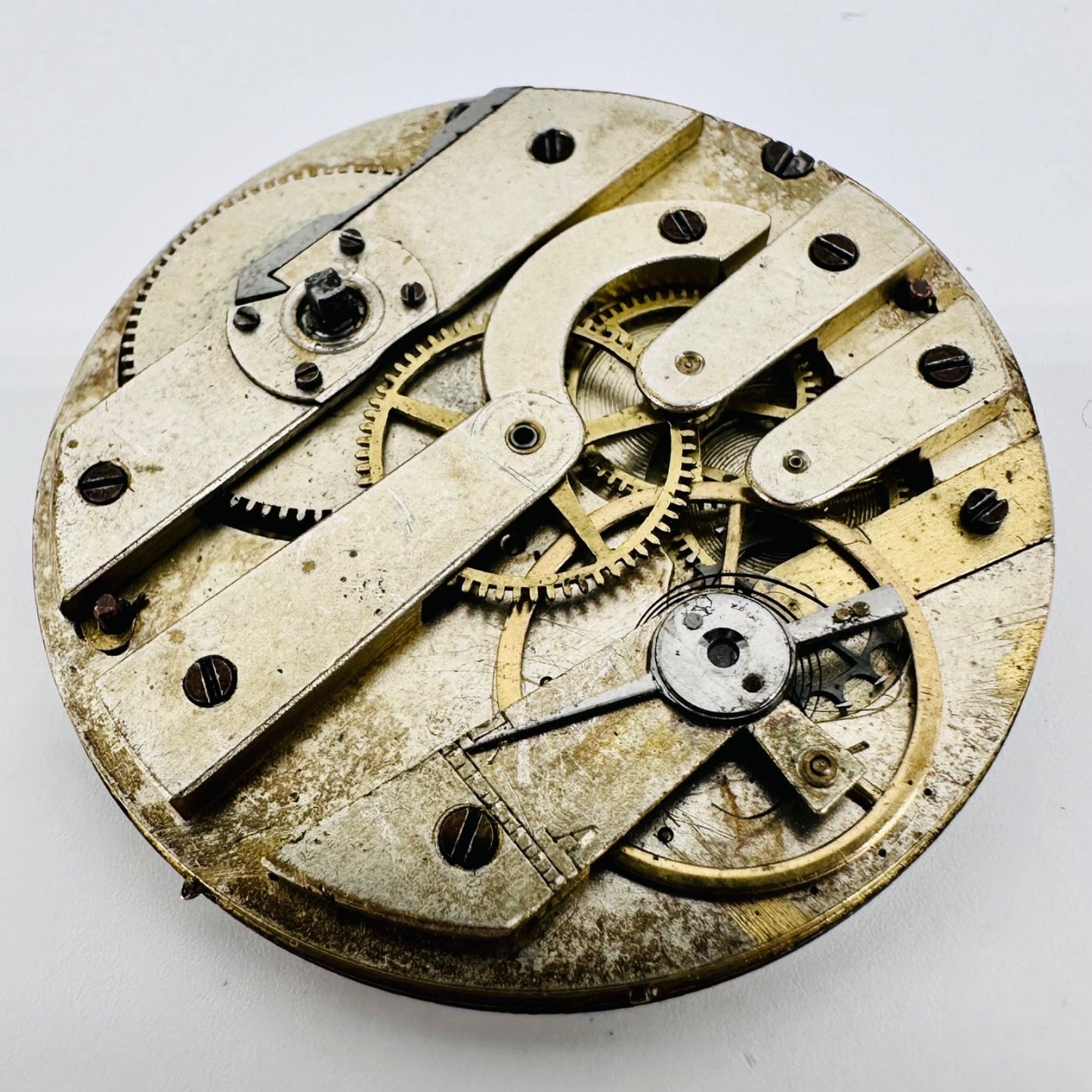 Antique Pocket Watch Movement – Key Wound, 41.1mm, Enamel Dial, Spares/Repair