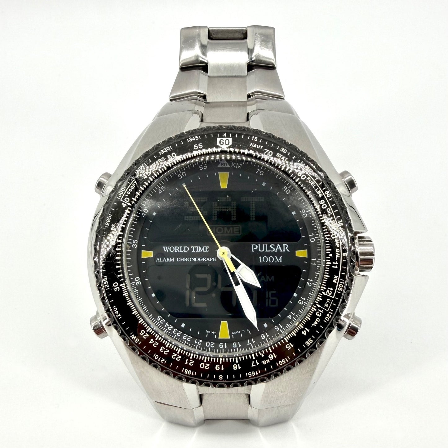 Pulsar NX14-X001 World Time Alarm Chronograph Watch – Analog Digital