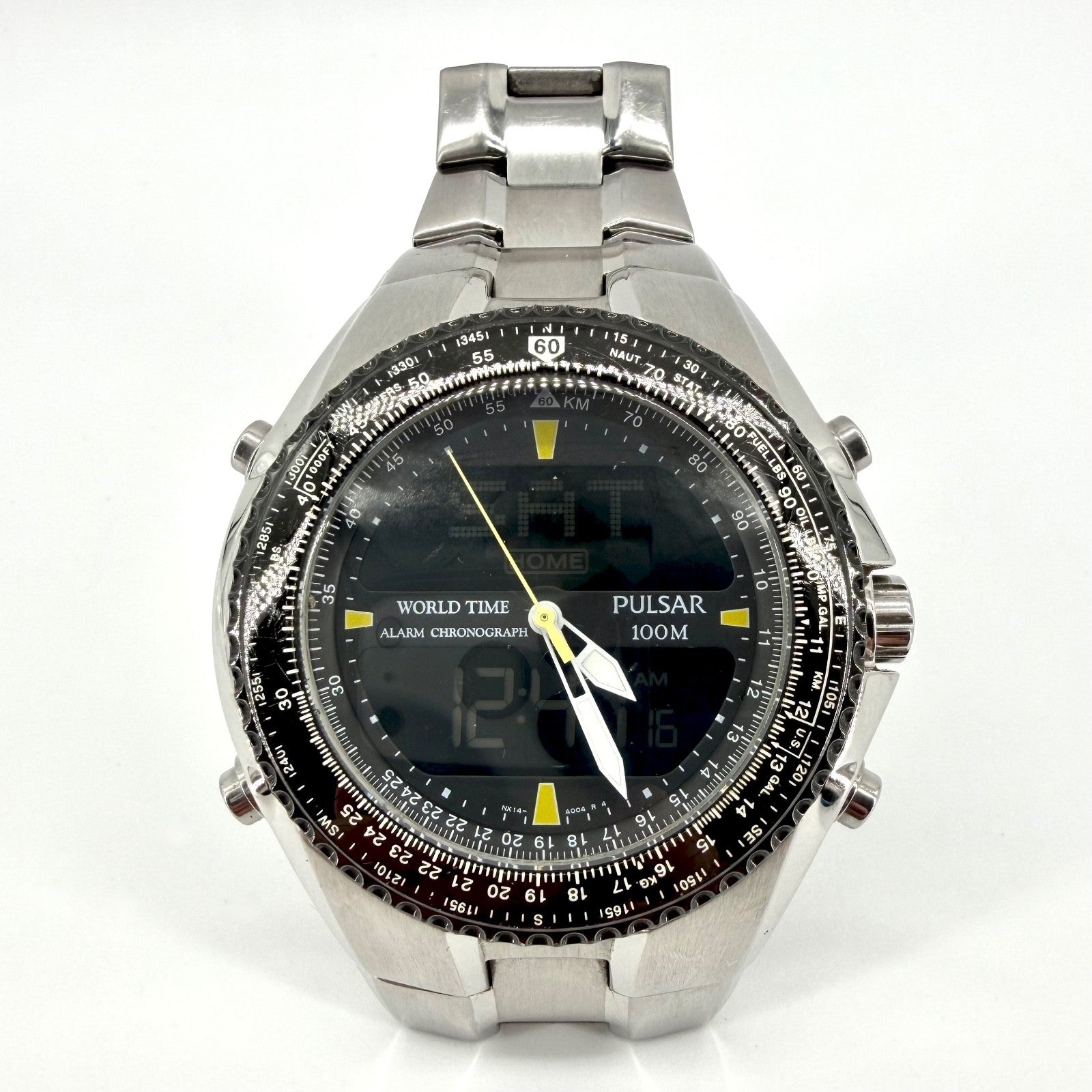 Pulsar NX14-X001 World Time Alarm Chronograph Watch – Analog Digital