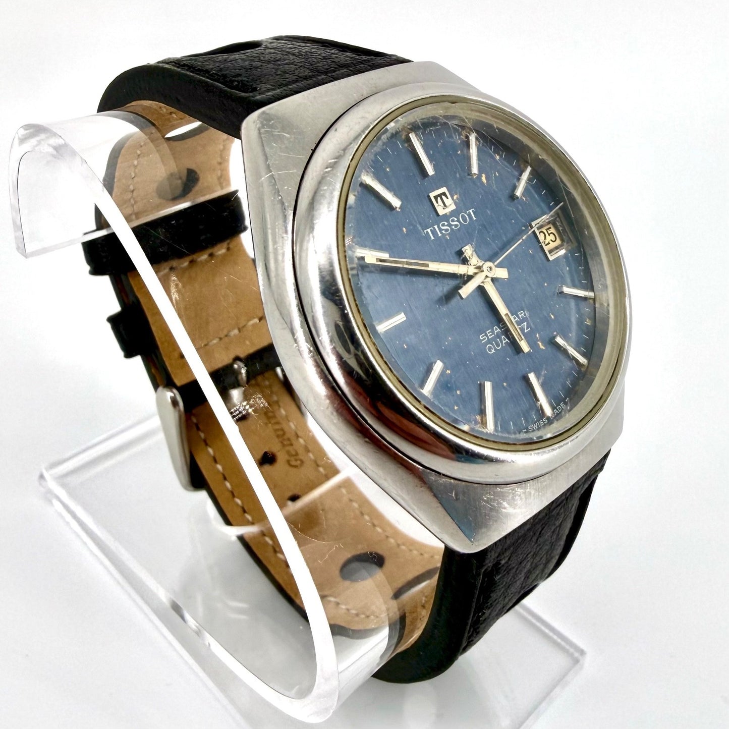 Vintage Tissot Seastar Quartz Watch 2030 Movement – Blue Dial – 1970s