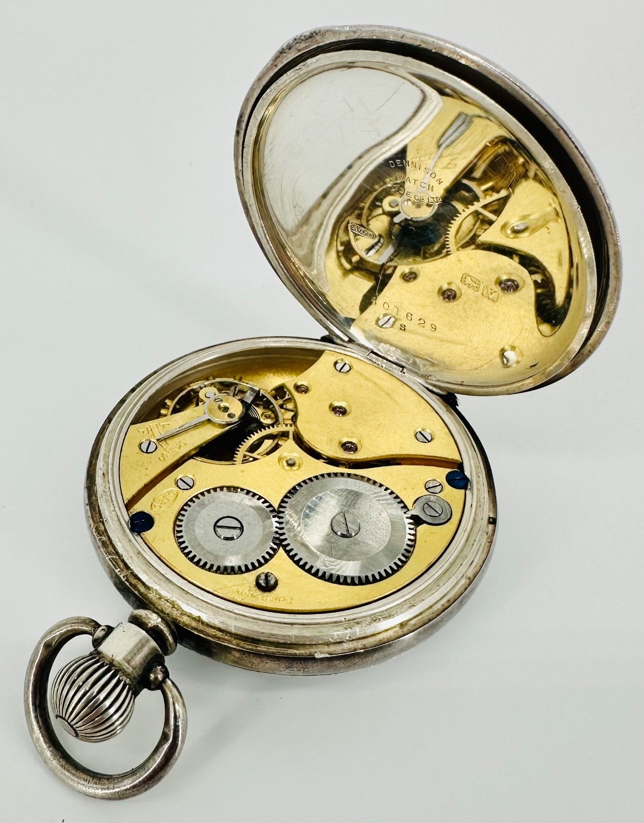 Antique Silver Pocket Watch - Dimier Frères & Co. - Birmingham 1920 - Working