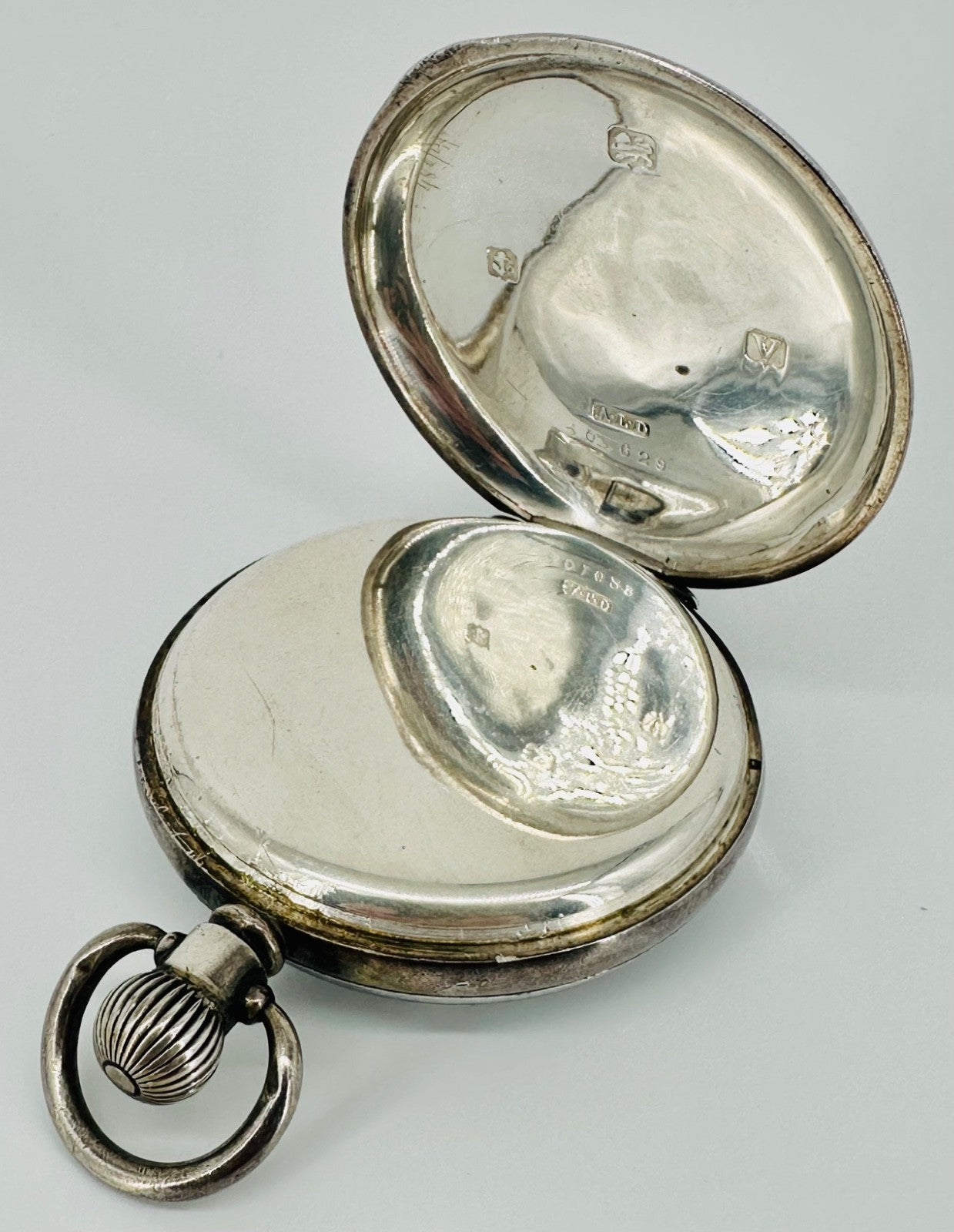Antique Silver Pocket Watch - Dimier Frères & Co. - Birmingham 1920 - Working