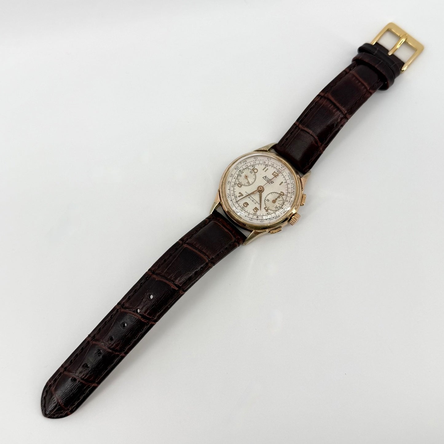 Vintage NIGA Swiss Chronograph Watch – Landeron 51 – Gold Plated – c.1940s–50s