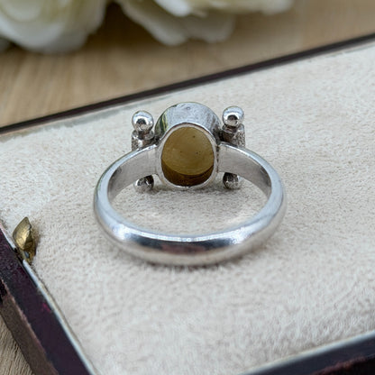Vintage 925 Sterling Silver Rutile Quartz Ring – UK Size R – Oval Cabochon