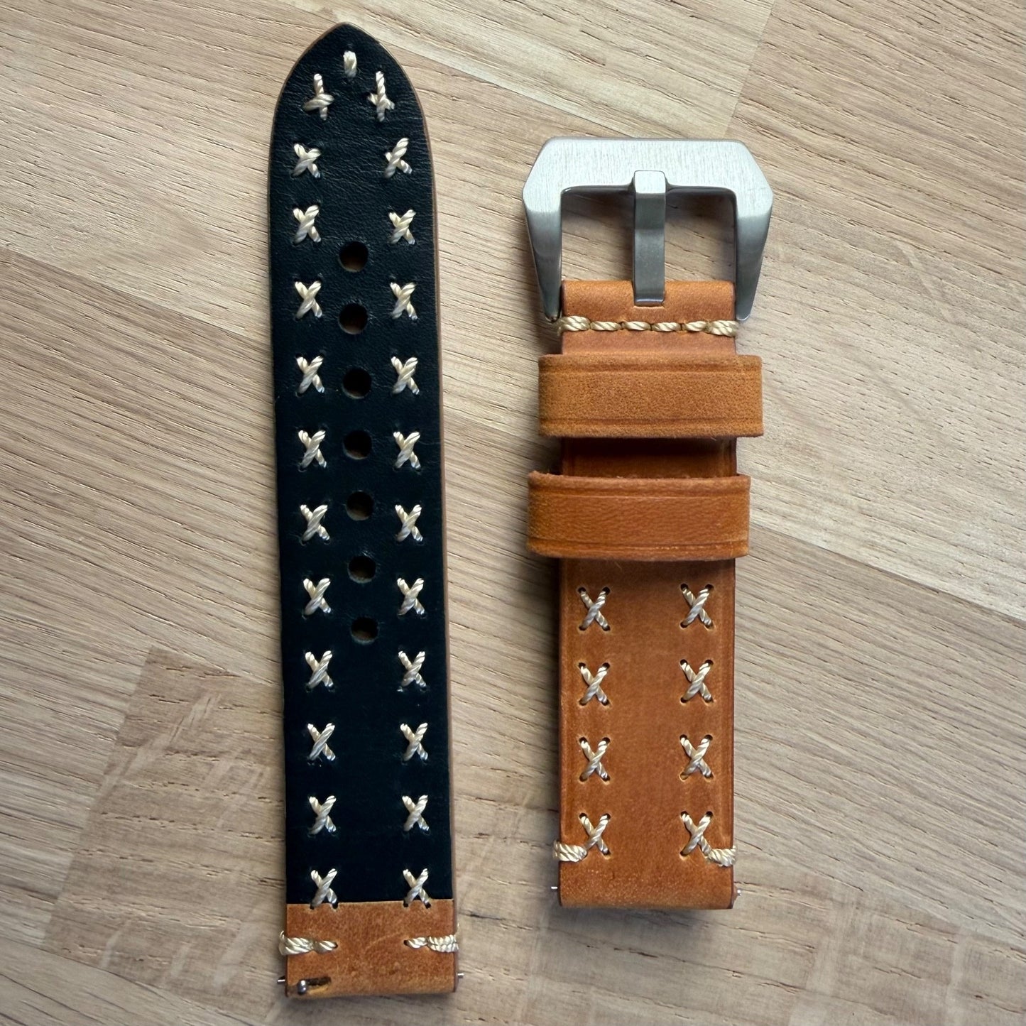 Brand New Handmade Luxury Crazy Horse Stitched Genuine Leather Watch Strap