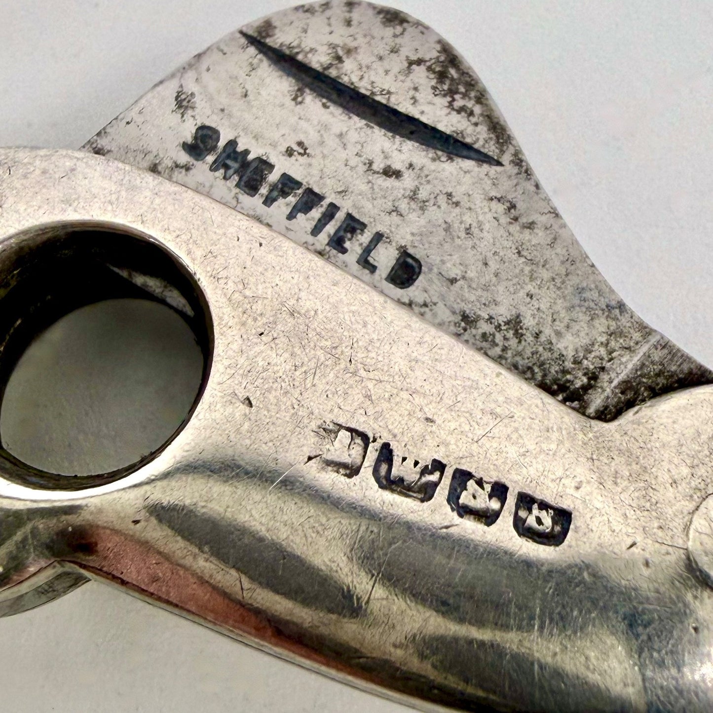 Antique Silver & Steel Cigar Cutter – Sheffield Blade – AWSS Mark – c.1900